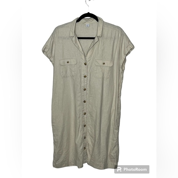 Old Navy Dresses & Skirts - Old Navy Linen Blend Cream Colored Dress Sz Large